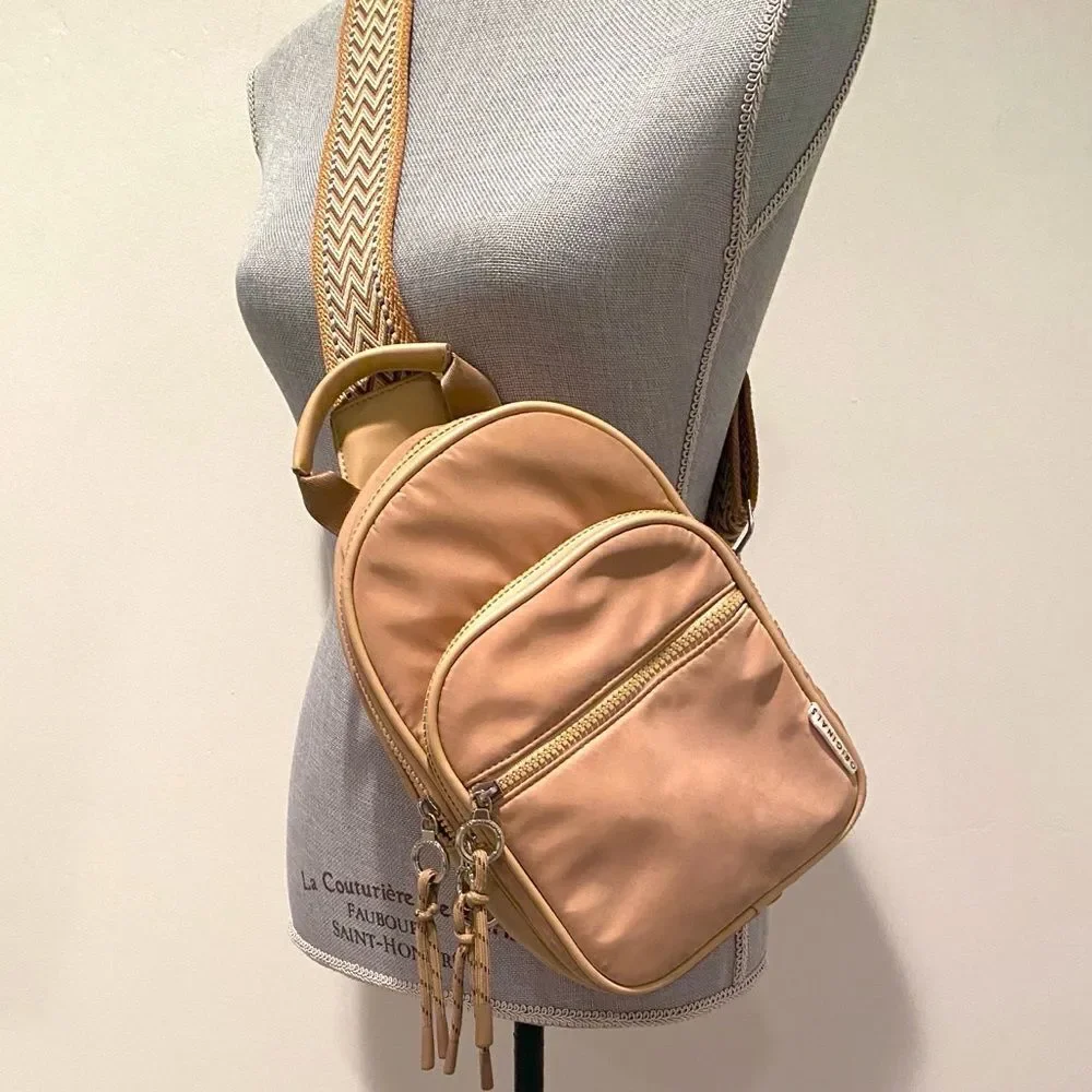 Anthropologie x Urban Originals Convertible Sling Backpack Tan Aztec Boho Chic